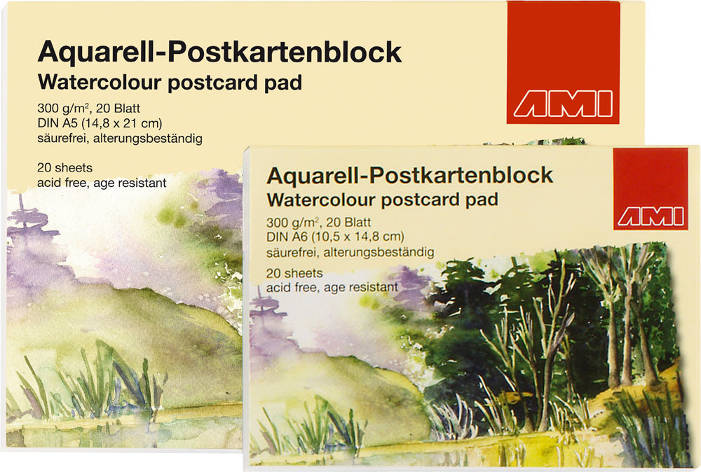 Aquarell Postkartenblock 300g/m² 20 Blatt