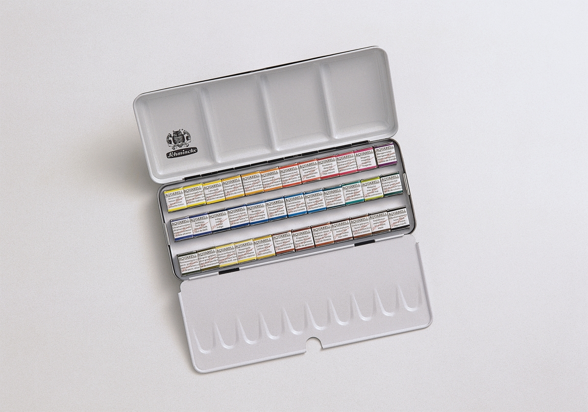 Schmincke Horadam Aquarellfarbkasten 74436 mit 36 halben Näpfchen