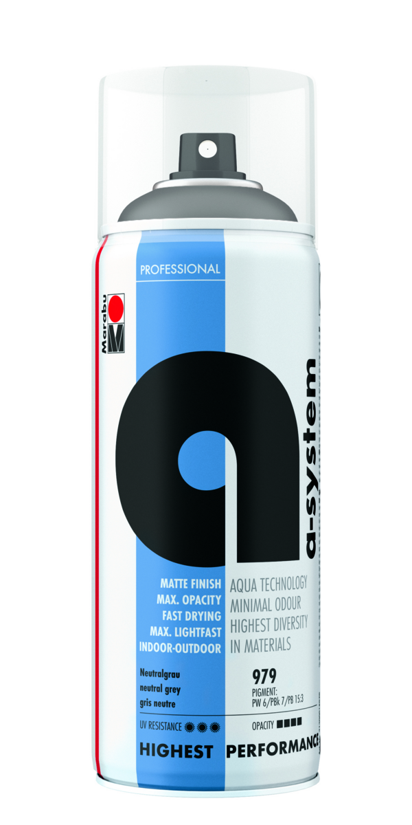 Marabu a-system 400 ml Neutralgrau, Professional Spray-Paint 21200 018 979