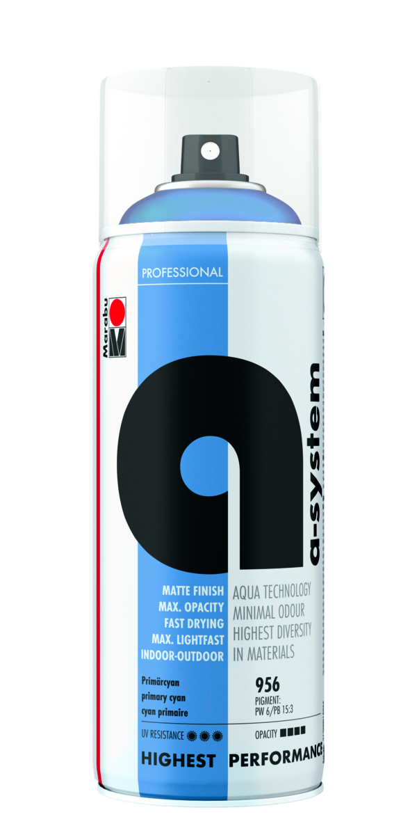 Marabu a-system 400 ml Primärcyan, Professional Spray-Paint 21200 018 956