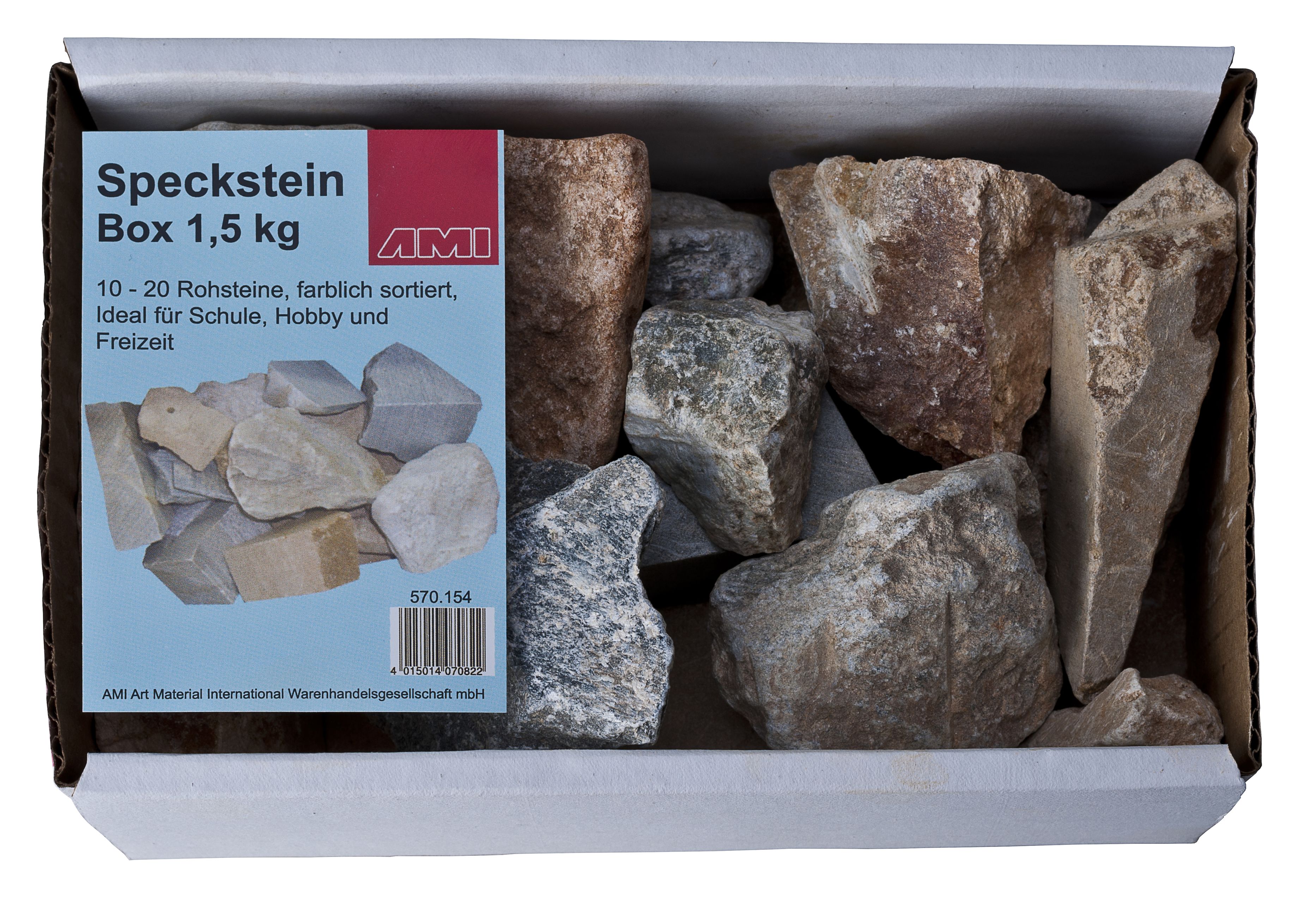 Specksteinbox 1,5kg farbig sortiert kleine Stein - 10 bis 20 Stück
