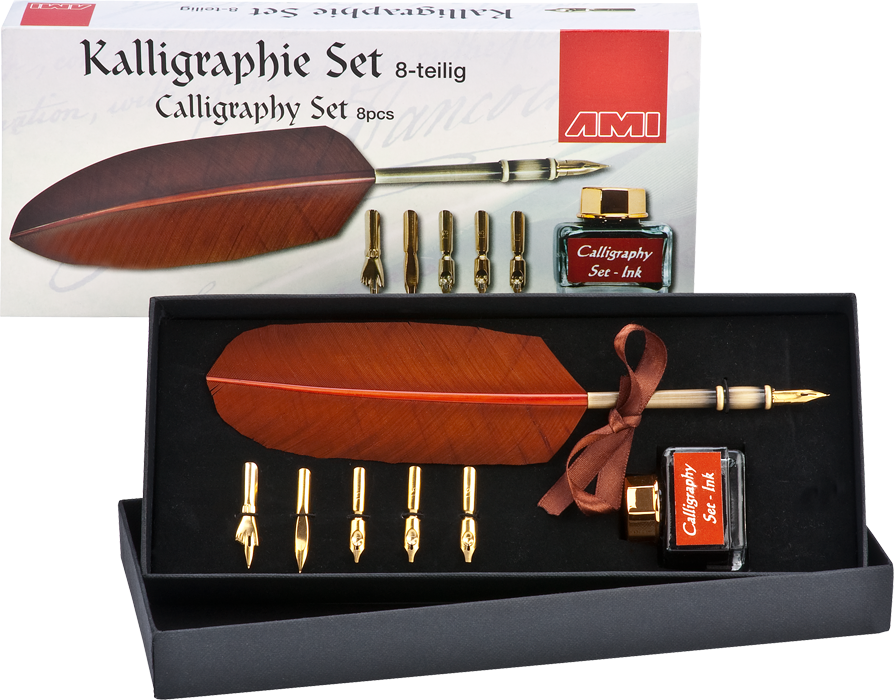Kalligraphie Set 8-teilig mit Federhalter
