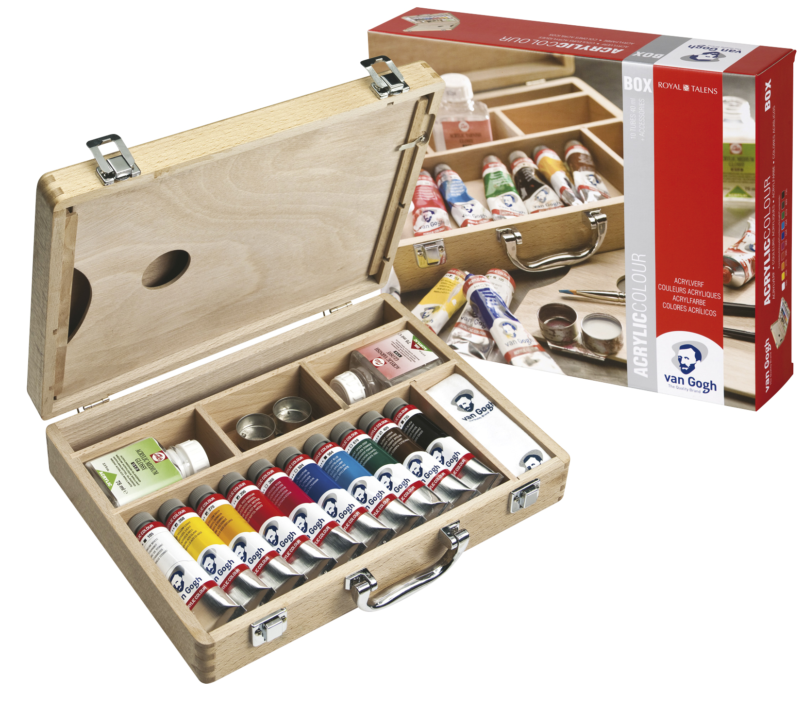 Talens Van Gogh Acryl Basis-Malkasten 10x40ml und Zubehör 22840513