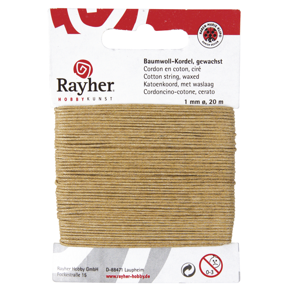 Baumwoll-Kordel, gewachst Ø 1mm x 20m