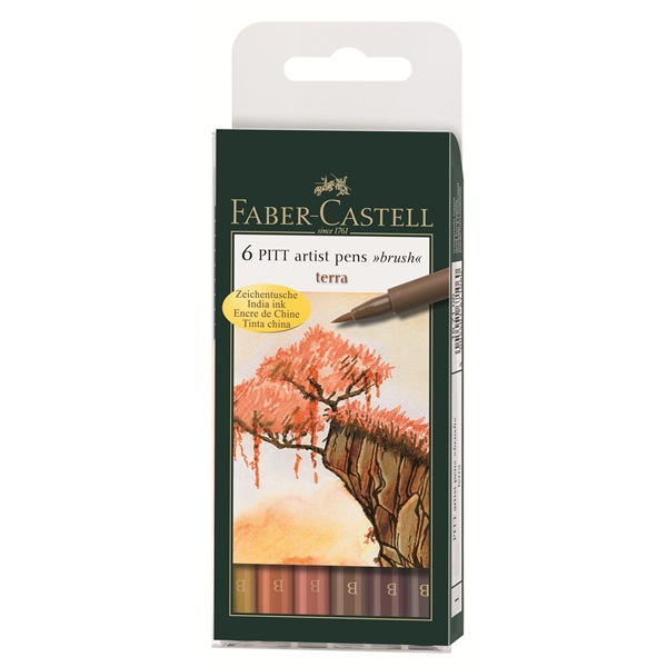 PITT Artist Pen 6er Set Brush Basic Terra mit 6 Brauntönen