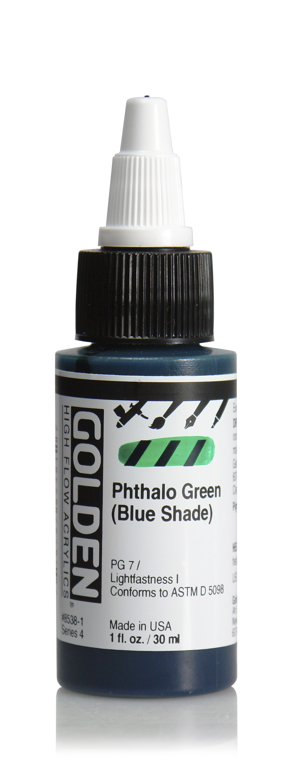 Golden High Flow Acrylics 30 ml, 8538 S-4 Phthalo Green (Blue Shade)