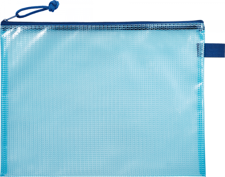 Polybeutel mit Reißverschluss Din A5 transparent-blau