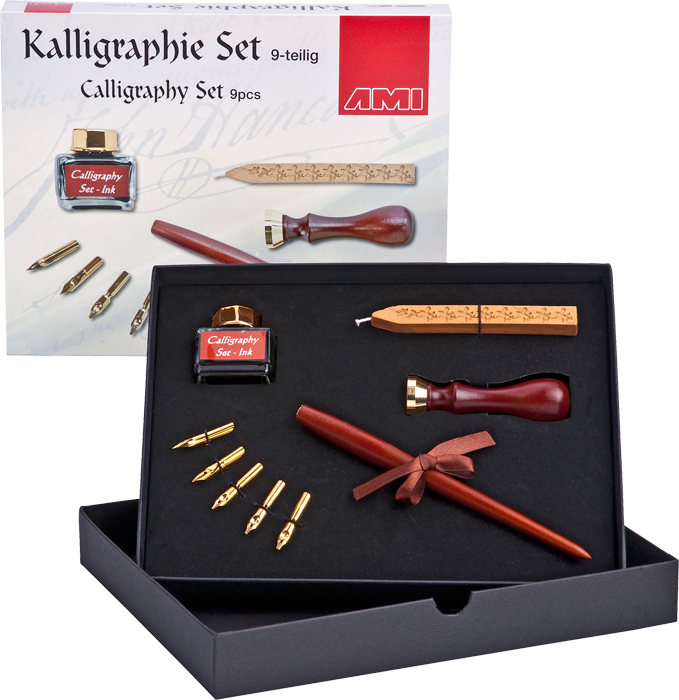 Kalligraphie Set 9-teilig mit Federhalter
