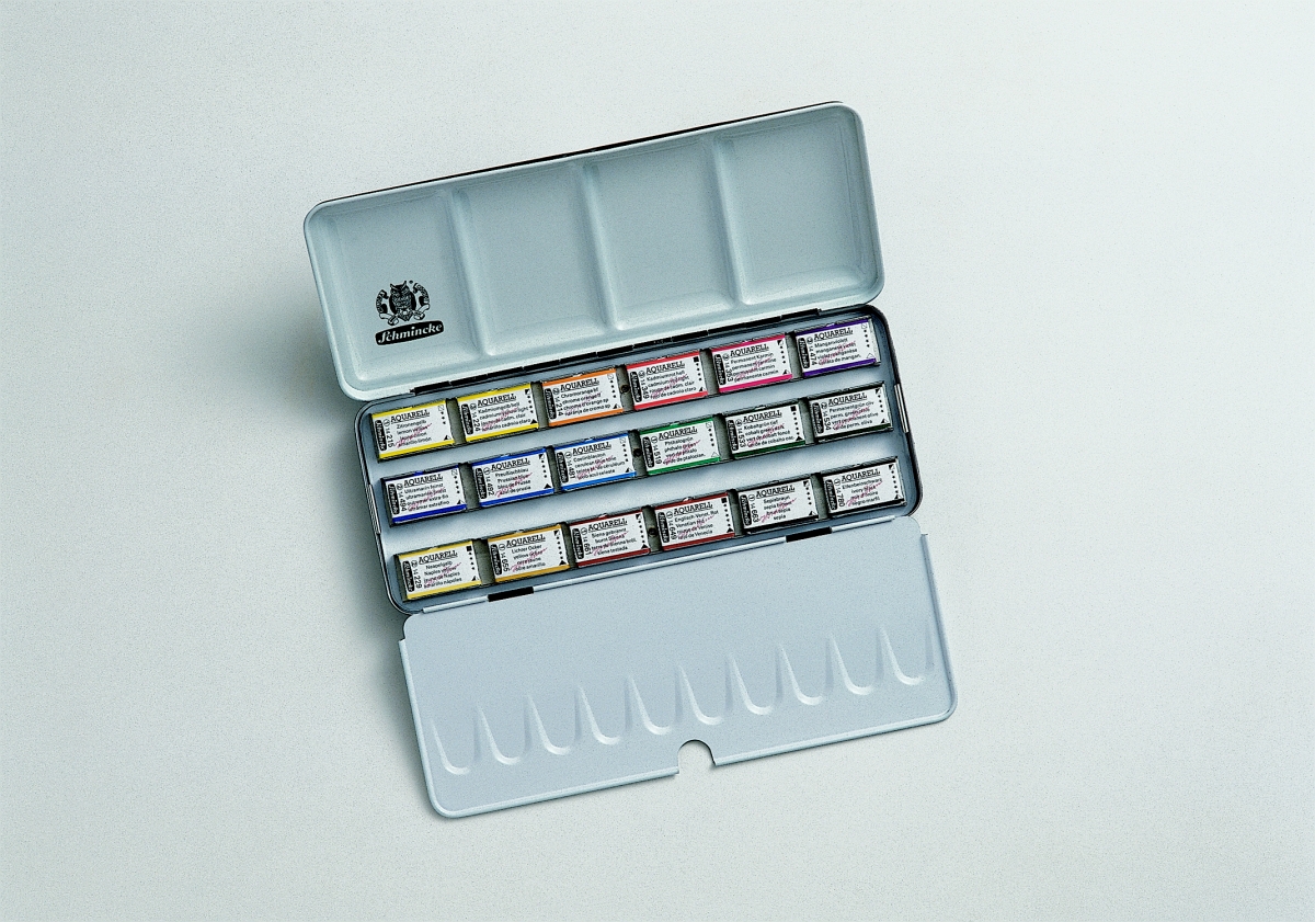 Schmincke Horadam Aquarellfarbkasten 74318 mit 18 ganzen Näpfchen