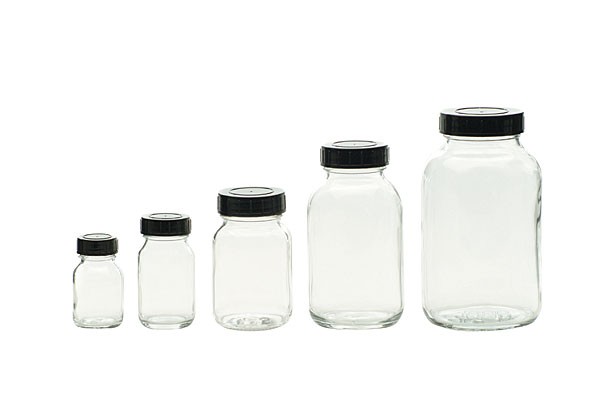 Glasflasche farblos Weithals