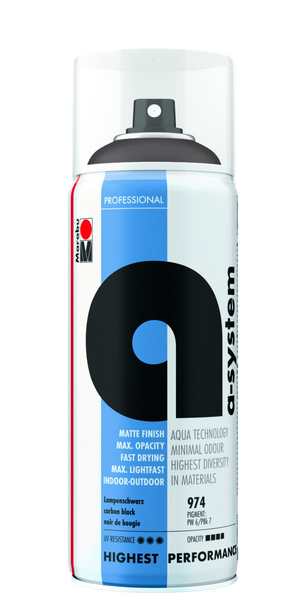 Marabu a-system 400 ml Lampenschwarz, Professional Spray-Paint 21200 018 974